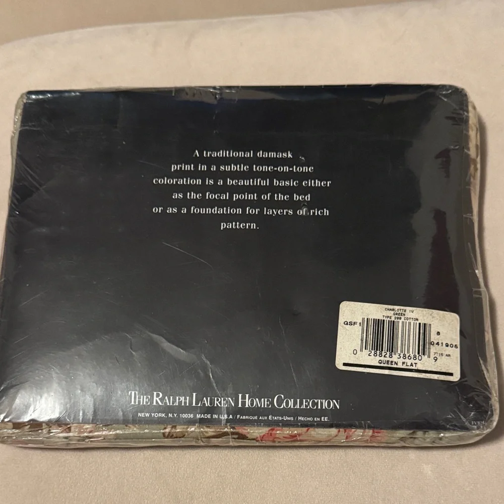 Ralph Lauren Charlotte IV Green Floral Queen Flat Sheet 200 Thread Cotton New
